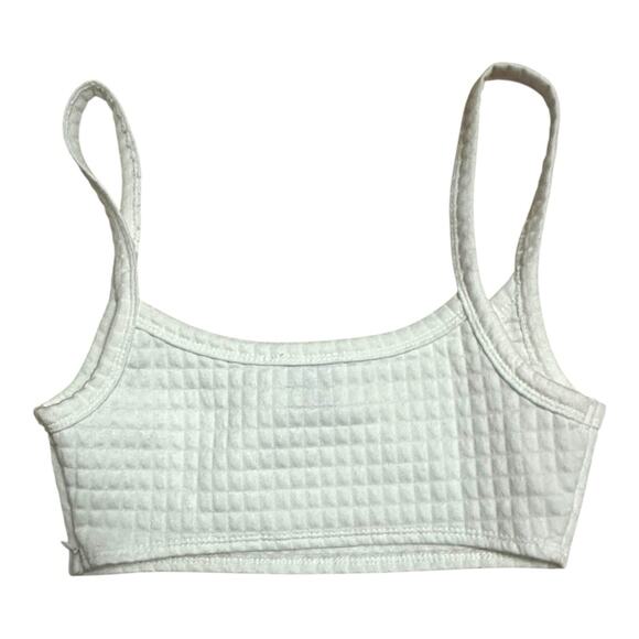 Princess Polly Arabella Waffle Knit Cropped Tank Top Size 4 White - Picture 3 of 6